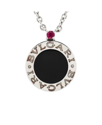 Pre-Owned Bvlgari - Bvlgari Bvlgari Save the Children Pendant Necklace Sterling Silver with Onyx and Ruby