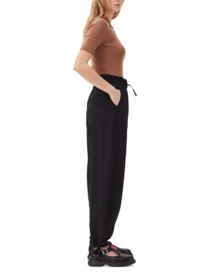 Black Drapey Melange Elasticated Waist Trousers