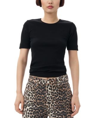 GANNI - Soft Ribbed Short Sleeve Tee
