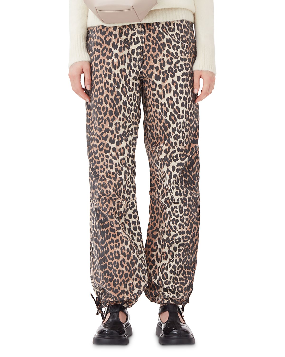 Ganni Leopard Print Drawstring Pants
