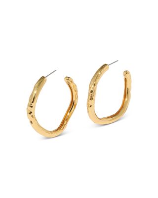 Alexis Bittar Brut Sculptural Tube Hoop Earrings in 14K Gold Plated