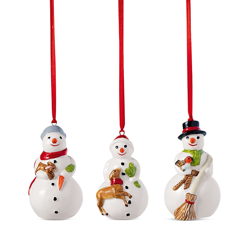Villeroy & Boch Nostalgic Snowman Ornaments, Set Of 3 In Multi