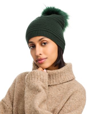 Kyi Kyi - Faux Fur Pom Pom Knit Hat