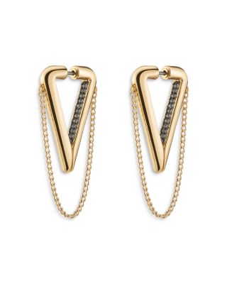 Demarson Mini Vera Pave Triangle & Chain Drop Earrings in 12K Gold Plated