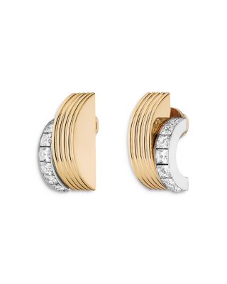 Demarson Mercer Cubic Zirconia Double Row Drop Earrings in Rhodium Plated & 12K Gold Plated