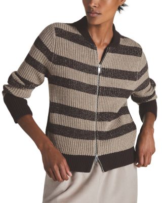 REISS x Les 100 Ciels Axel Stripped Knitted Zip Through
