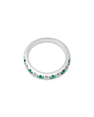Emerald & Diamond Band in 14K White Gold