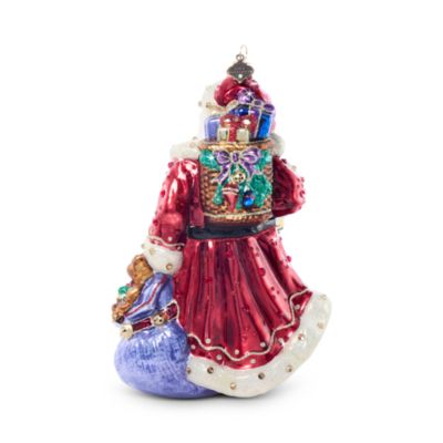 Bountiful Santa Glass Ornament