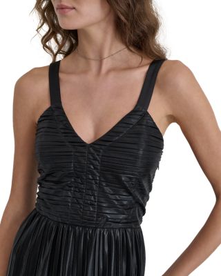 Foil Pliss&eacute; Sleeveless Dress