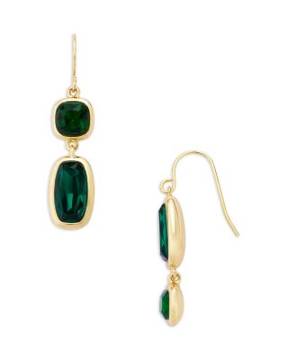 AQUA - Green Stone Double Drop Earrings in 14K Gold Plated - Exclusive