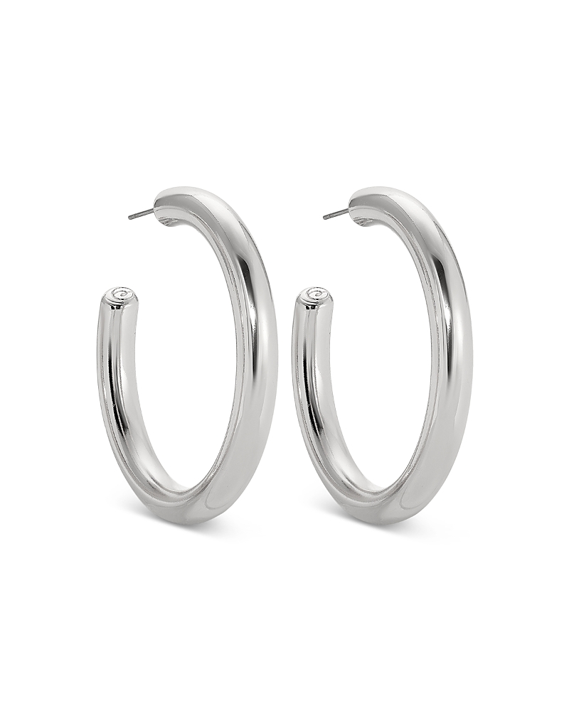 Ettika Large Thick Classic Hoop Earrings In Silver