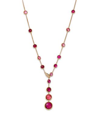 Marco Bicego - 18K Yellow Gold Jaipur Pink Tourmaline & Diamond Lariat Necklace, 17.75"