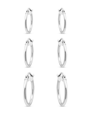 Aqua Hoop Earrings in 18K Gold Plated Sterling Silver, Set of 3 - Exclusive