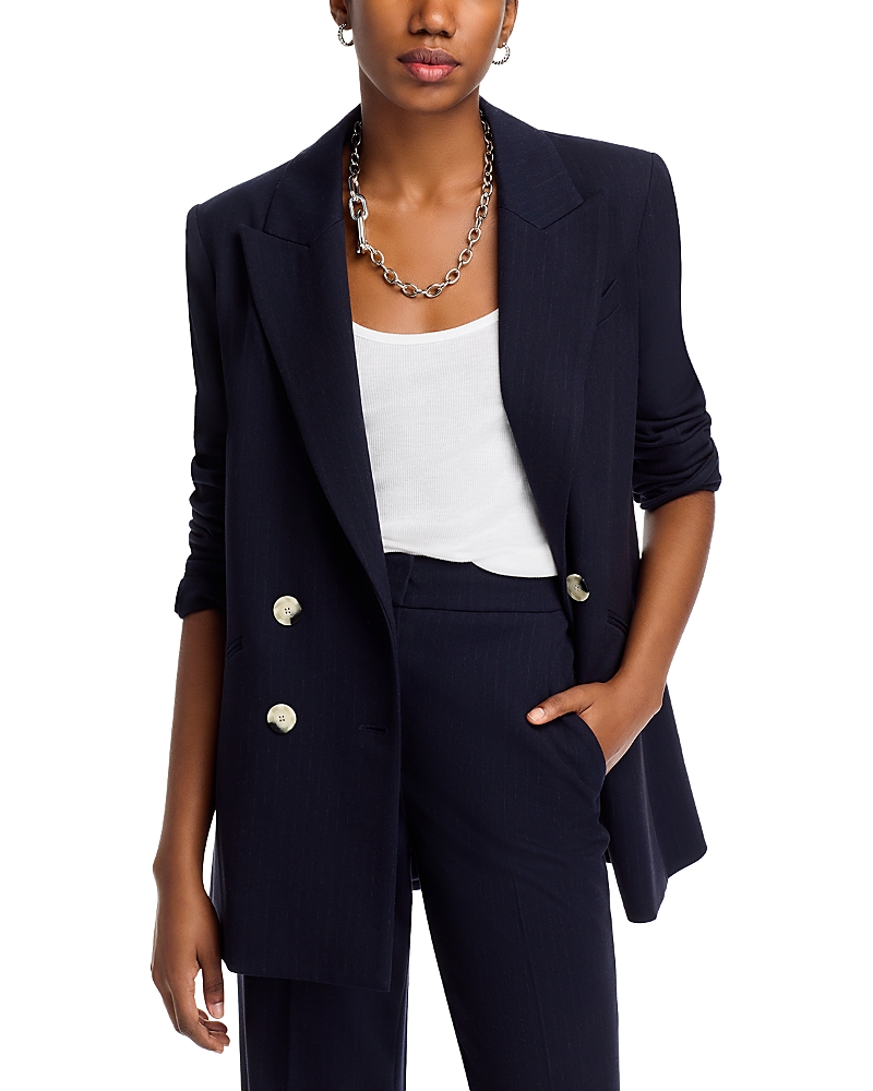Shop Veronica Beard Dale Dickey Peak Lapel Jacket In Navy/white