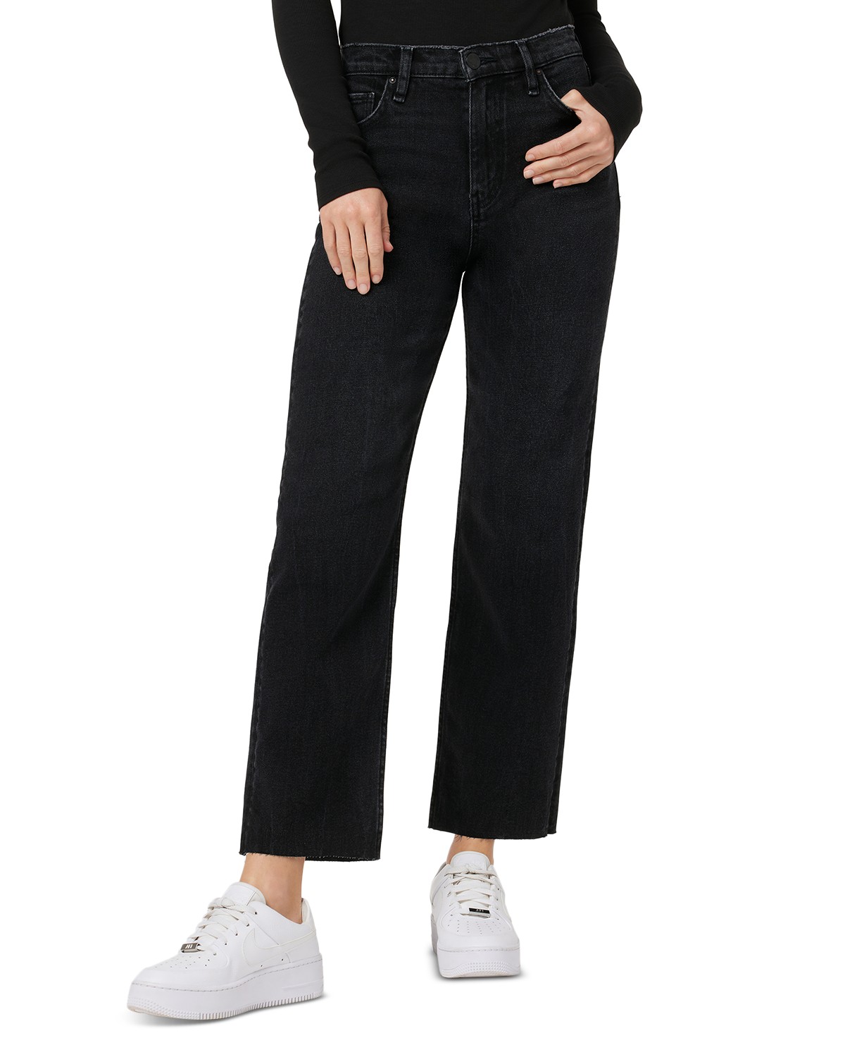 Remi Mid Rise Ankle Straight Jeans in Fade to Black
