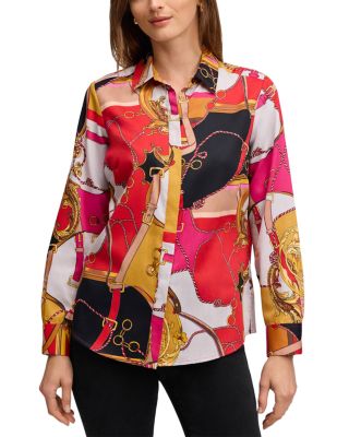 Foxcroft - Luna Buckle Scarf Print Top