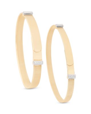 18K Yellow Gold Masai Diamond Pav&eacute; Two Station Thin Bangle Bracelet