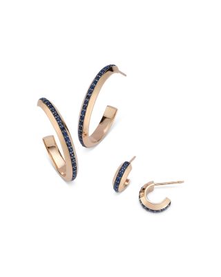 Grant 18K Rose Gold Blue Sapphire Hoop Earrings