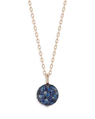 18K Rose Gold Blue Sapphire Cluster Chantecaille Pebble Locket Pendant