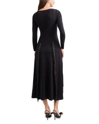 Princess Seam Fringe Trim Knit Dress