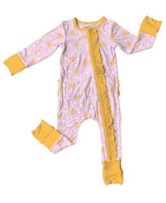 Laree + Co - Girls' Mason Pink Bamboo Ruffle Convertible Footie - Baby