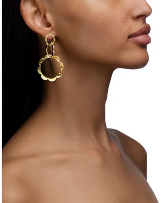 18K Yellow Gold Bloom Trio Unity Flower Drop Earrings