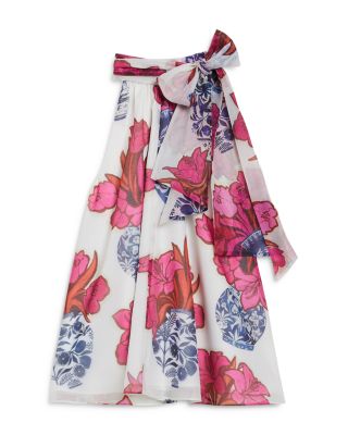 Ted Baker Akaki Organza Printed Tie Neck Top | Bloomingdale's