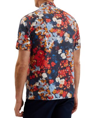 Printed Short Sleeve Button Front Shirt