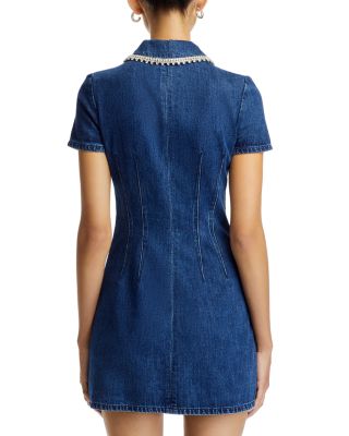 Denim Rhinestone Trim Dress