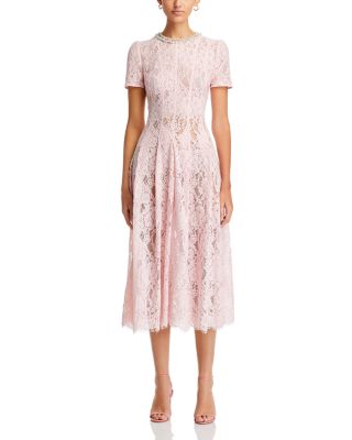 Pink Lace Embellished Midi Dress
