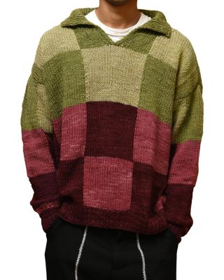 Kartik Research - Open Collar Wool Patchwork Sweater