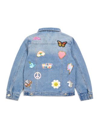 Girls' Jeweled Patched Denim Jacket, Little Kid, Big Kid