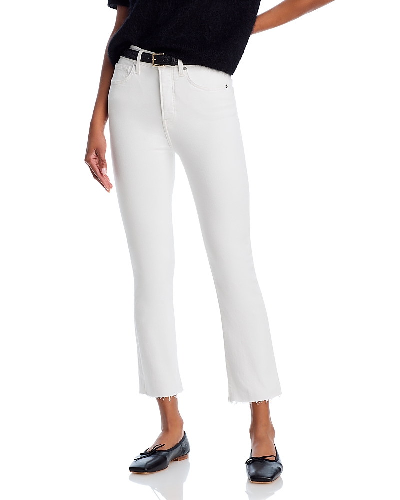 Veronica Beard Carly Kick Flare Jeans With Raw Hem In White