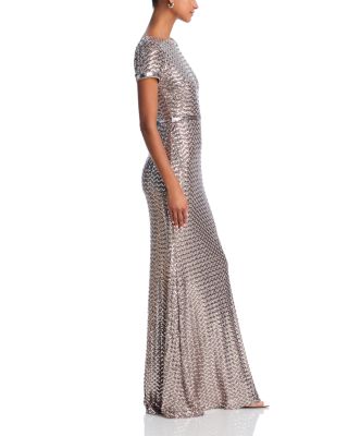 Belted Sequin Gown - Exclusive