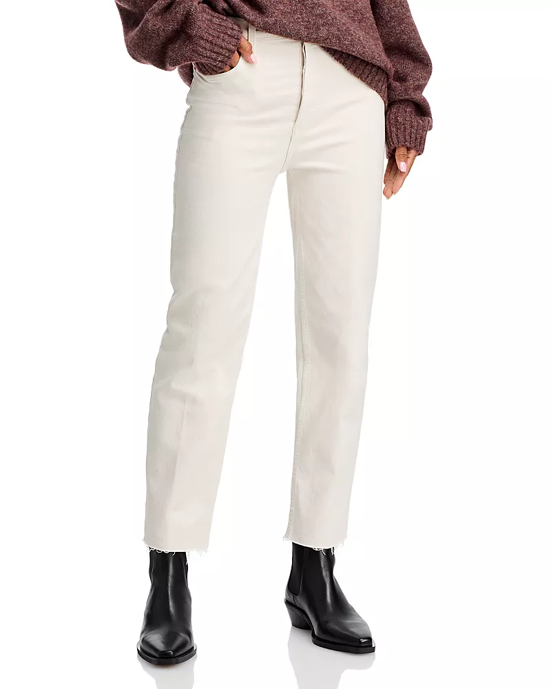 Re/Done 70s Stove Pipe High Rise Straight Ankle Jeans in Vintage White