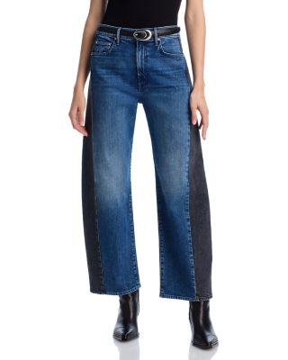 MOTHER - The Half Pipe Flood Two Tone Jeans in Black and Blue