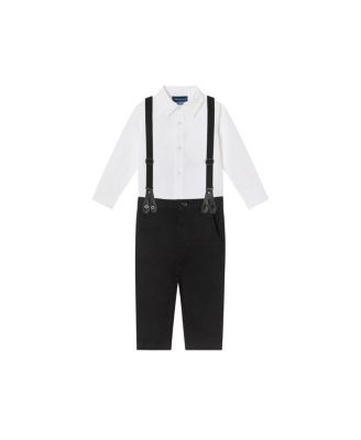 Andy & Evan - White Buttodown with Suspenders & Pant Set - Baby