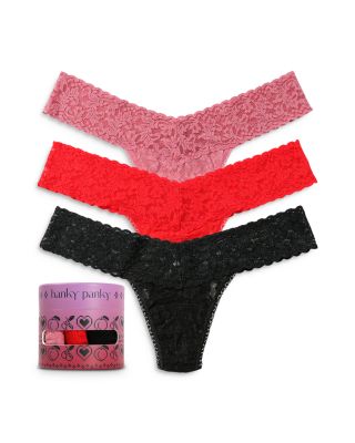 Hanky Panky Signature Stretch Lace Low Rise Thongs, Set of 3