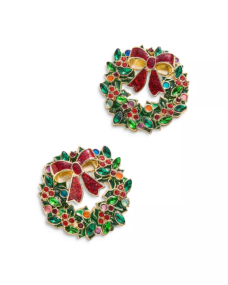Baublebar Bewreath In The Spirit Crystal Wreath Stud Earrings in Gold Tone