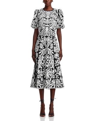 Agathe  Appliqu&eacute;d Puff Sleeve Dress