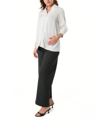 Women's No-Gap 3/4 Sleeve Maternity & Nursing Button Down Shirt in with Bra Concealing Design in TENCEL (Regular & Petite)
