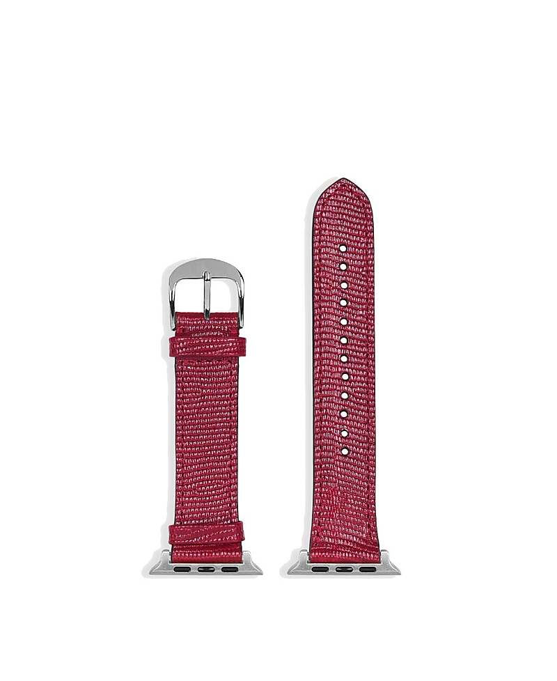 Hyer Goods Apple Watch Band 42mm/ 44mm/ 45mm/ 49mm In Cherry Red Lizard/ Silver