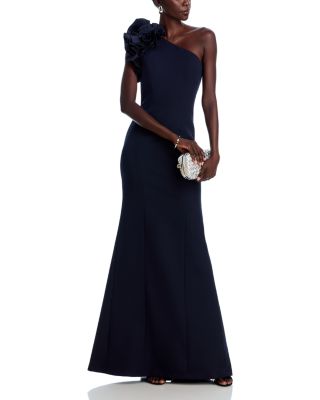 Pleated Ruffle Evening Gown