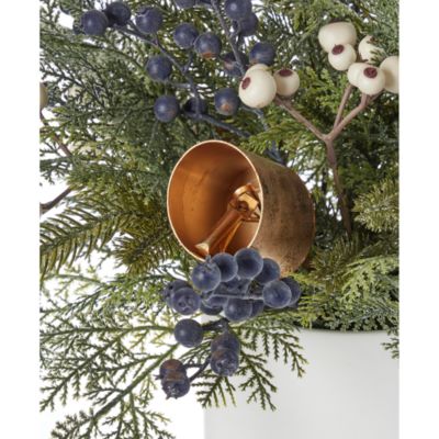 Blueberries & Harmony Bells Arrangement in Ceramic Pot with Fairy Lights