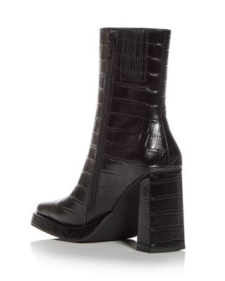 Women's Maximal Embossed Block Heel Booties