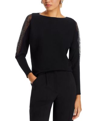 Sioni - Mesh Inset Dolman Sleeve Sweater