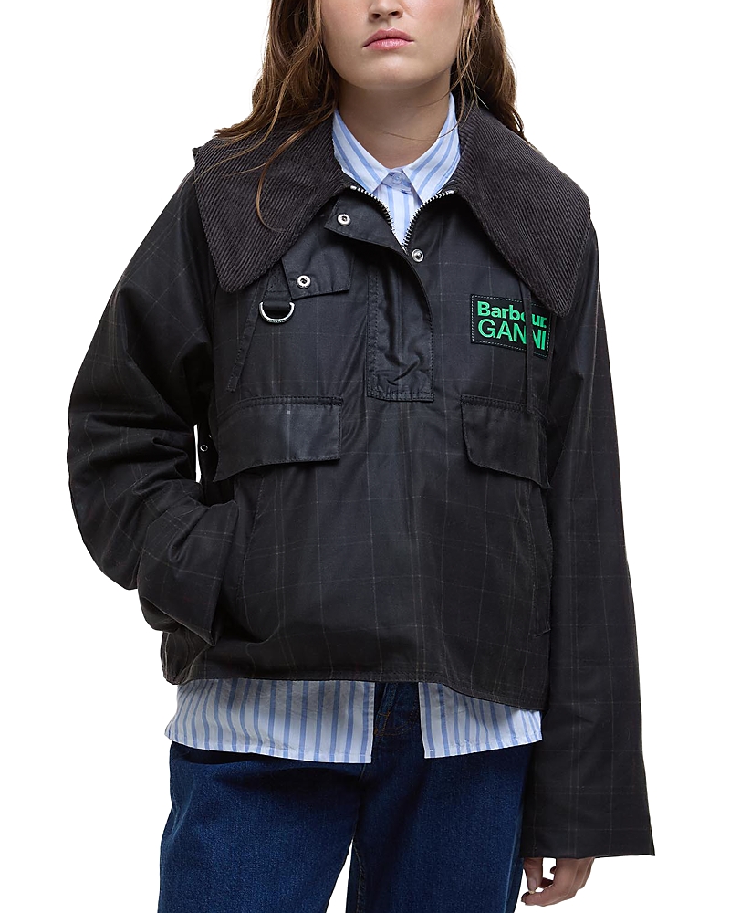 Barbour Ganni Wax Anorak Smock Jacket Classic Tartan In Classic Tartan