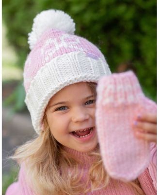  Girls' Bows Bobble Hat & Mittens Set - Baby, Little Kid, Big Kid
