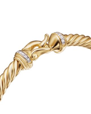 Buckle Cablespira&reg; Bracelet in 18K Yellow Gold with Diamonds, 5mm