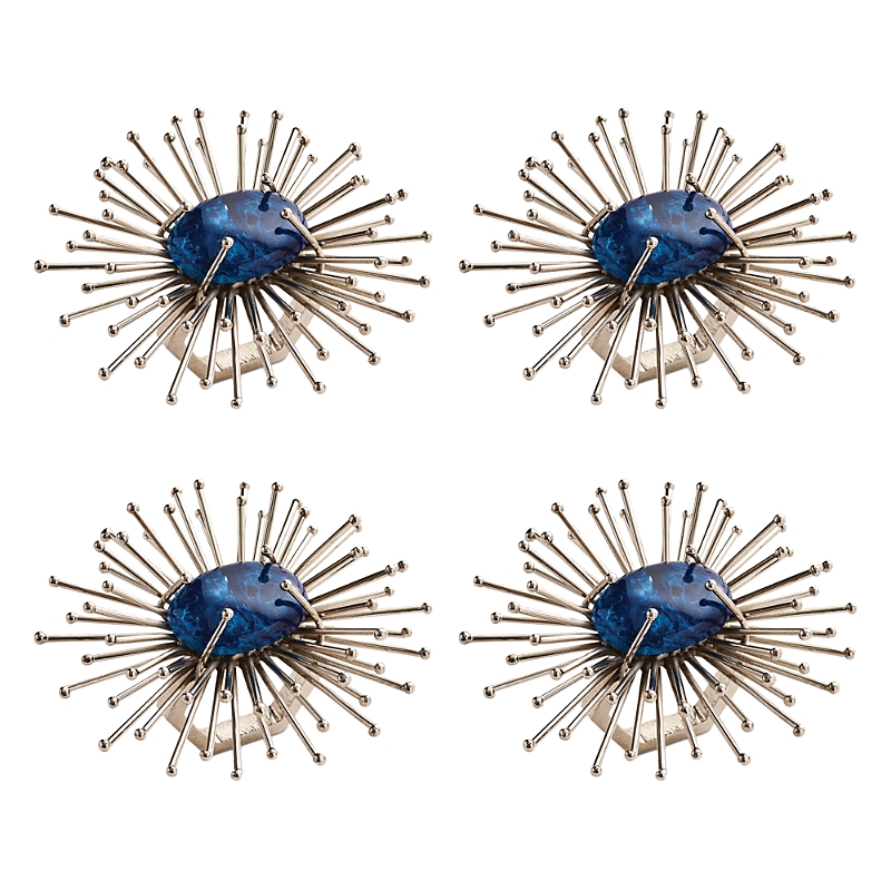 Kim Seybert Flare Napkin Rings, Set Of 4 In Cobalt/silver